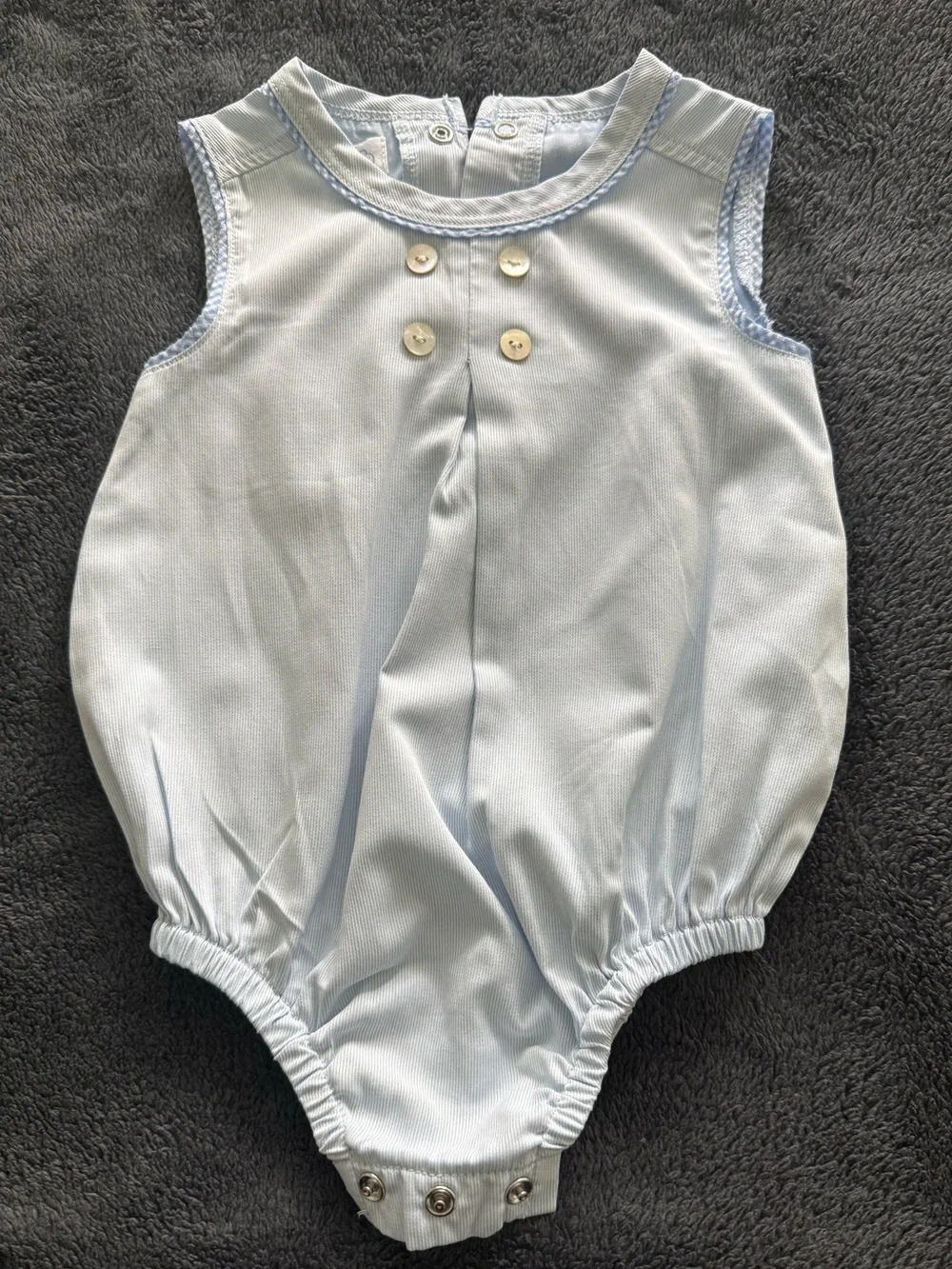 Mud Pie Light Blue Sleeveless Baby One-Piece Romper